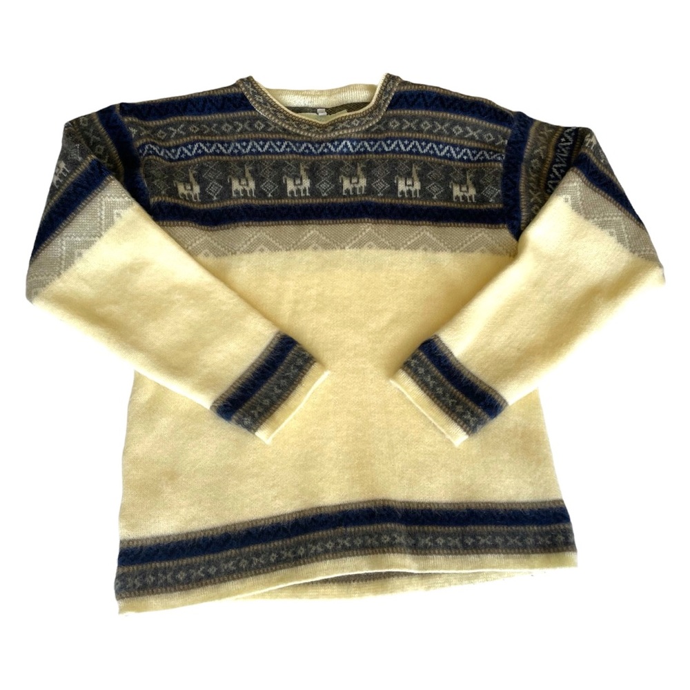 Yarina Ecuador Artisan Alpaca Cotton Cream Pullov… - image 1